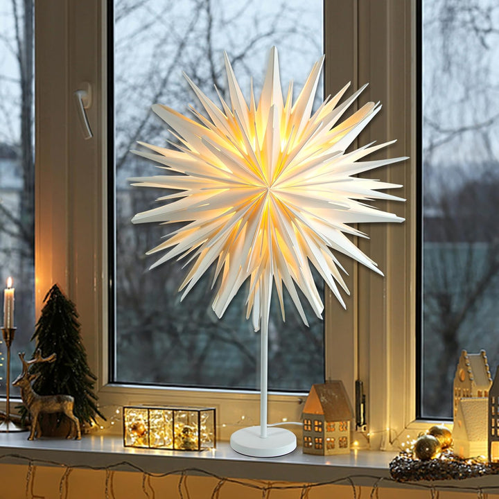 EANLOLY Stehender Weihnachtsstern Beleuchtet - LED Papierstern Weihnachten Tischlampe für Weihnachts