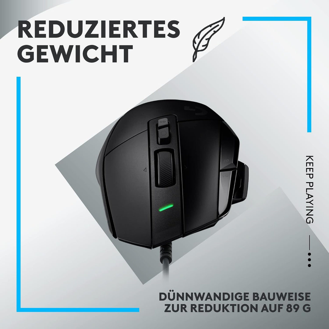 Logitech G502 X Kabelgebundene Gaming-Maus - LIGHTFORCE Hybrid optisch-mechanische Primärschalter, H