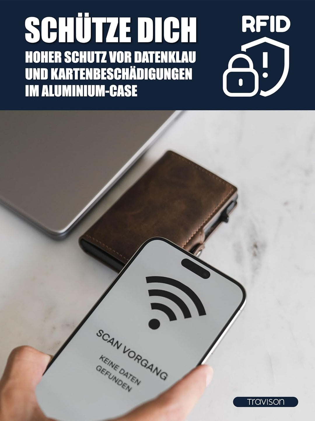 Travison® SMART Wallet mit Münzfach und Geldscheinfach - Kartenetui mit Münzfach und Schnellzugriff