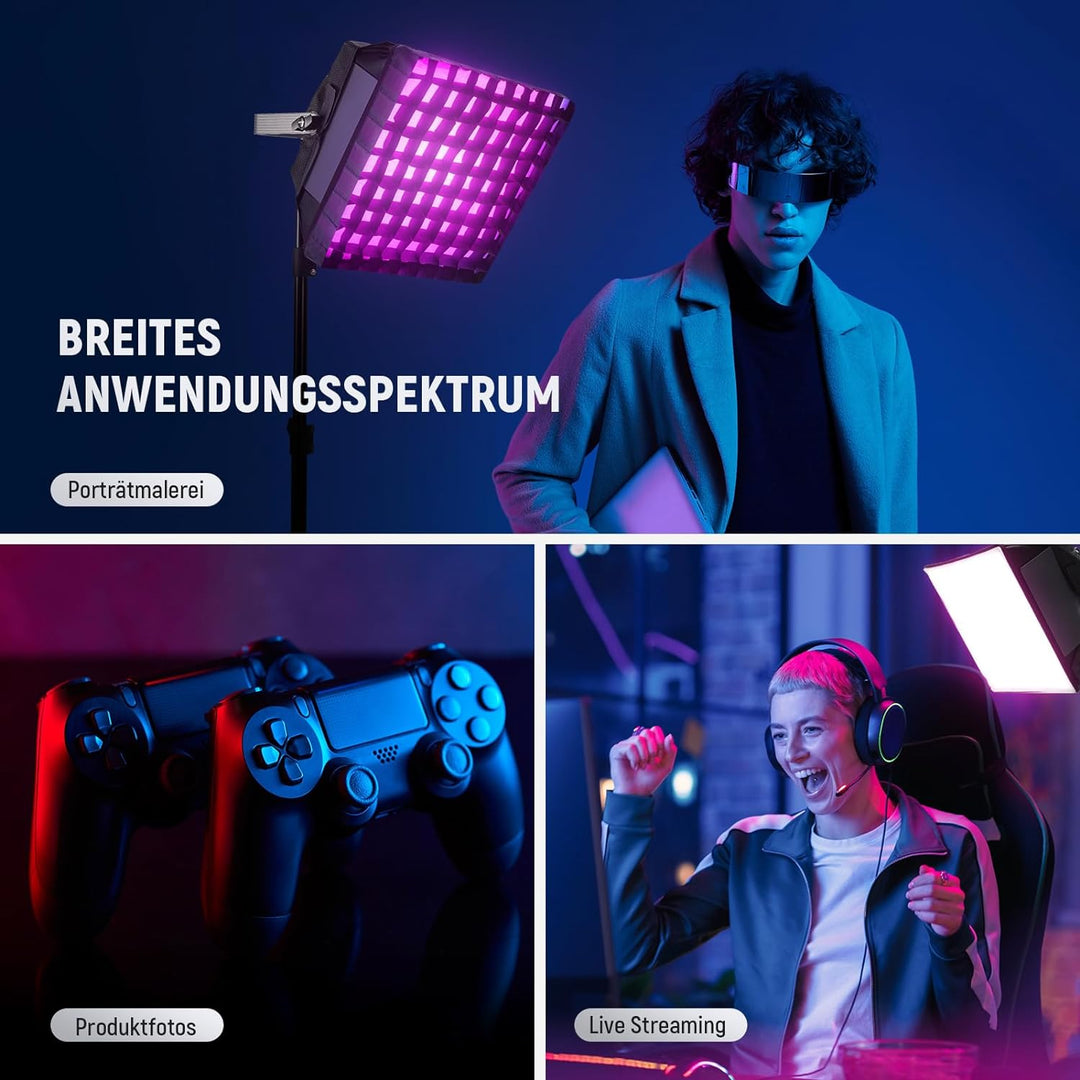 NEEWER verbesserter Softbox für RGB1200 LED Video Lichtpaneel, 14,6 x 13,6 Zoll, faltbar mit Gitter/