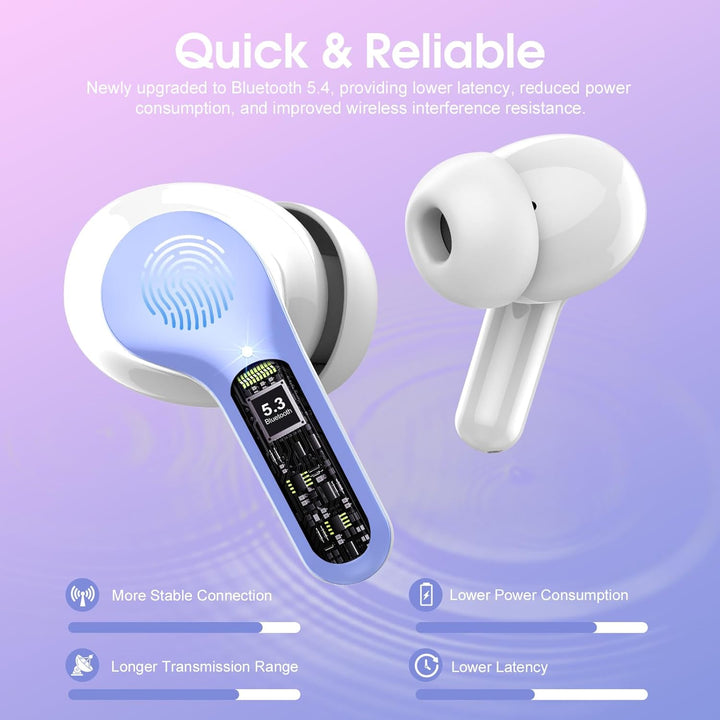 Bluetooth Kopfhörer, Kopfhörer Kabellos Bluetooth 5.4 In Ear, 4 ENC Noise Cancelling Mic Ohrhörer, H