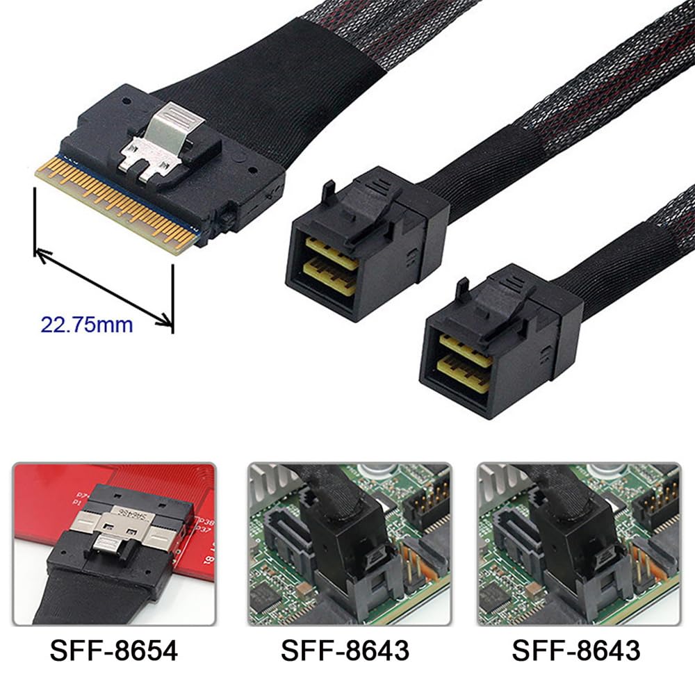 xiwai PCI-E Ultraport Slimline SAS Slim 4.0 SFF-8654 8i 74pin auf Dual SFF-8643 4i Mini SAS HD Kabel