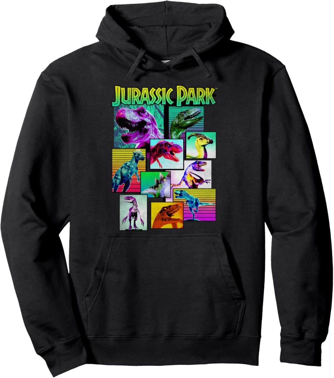 Jurassic Park Dinosaurs Of The Park Neon Retro Pullover Hoodie