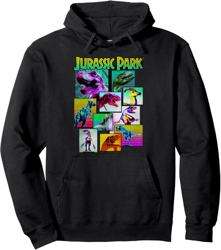 Jurassic Park Dinosaurs Of The Park Neon Retro Pullover Hoodie