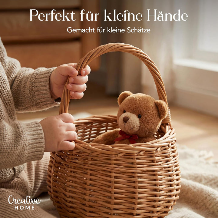 Creative Home Osterkorb Kleiner Weidenkorb mit Henkel | Klein 16 x 16 x 20 cm (+/- 2 cm) | Handgeflo