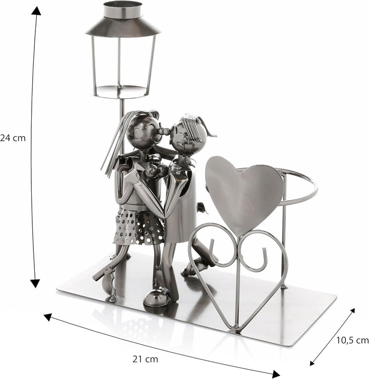 Nordstern Flaschenhalter Tanzpaar mit Laterne für Teelicht - Weinhalter mit Grusskarte als Paargesch