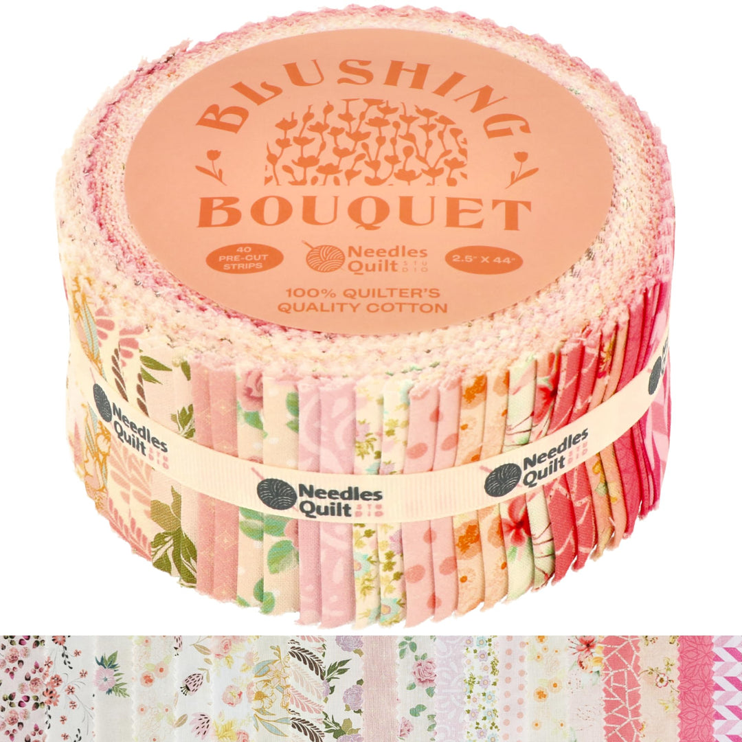 Needles Quilt Studio – 6,3 cm vorgeschnittene 40 Stoffstreifen (Blushing Bouquet) | Baumwollstreifen