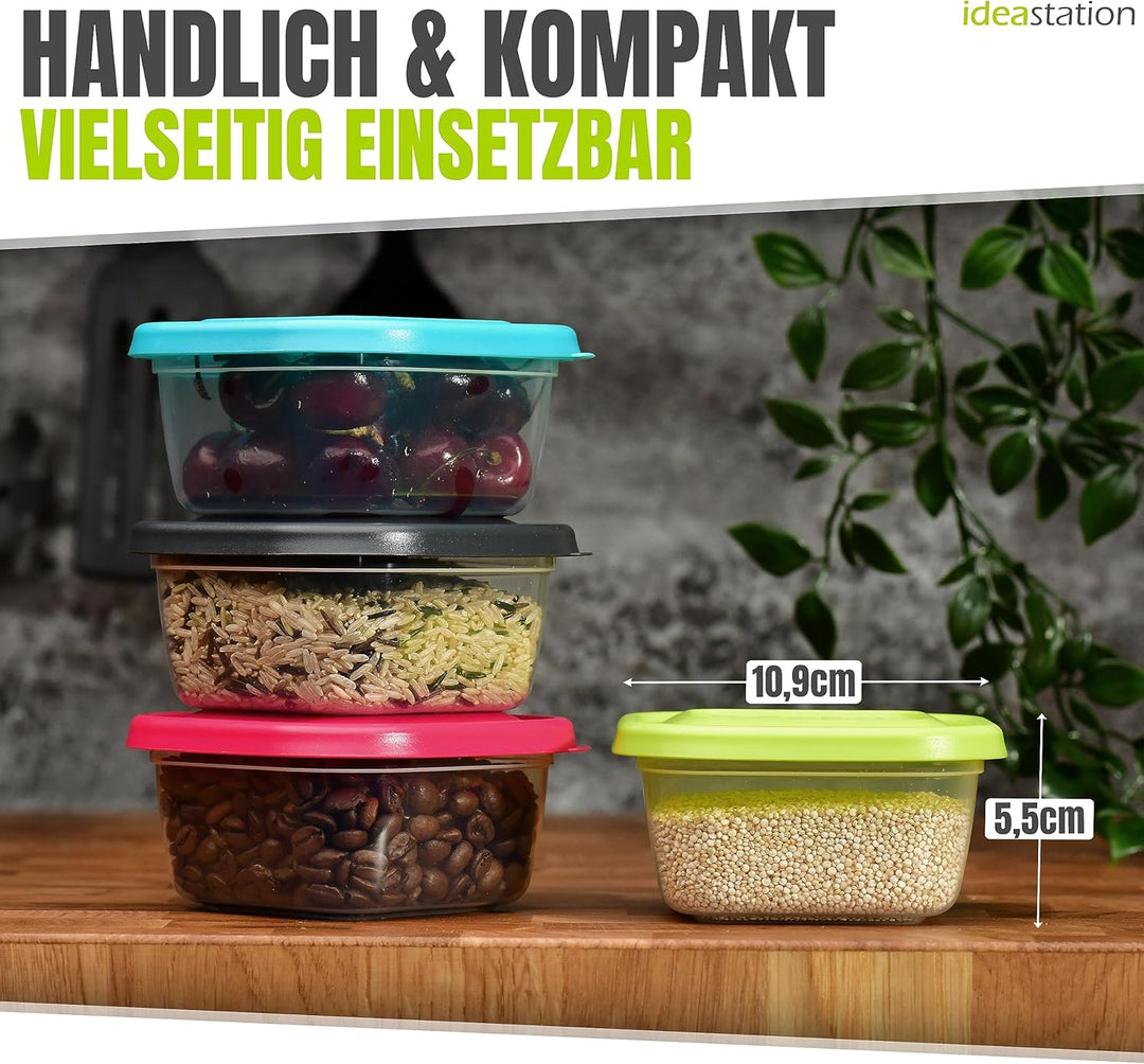 Gefrierdosen 300ml mit Deckel 12 Stück - bunt - stapelbare Dosen mit Deckel - kleine Frischhaltedose