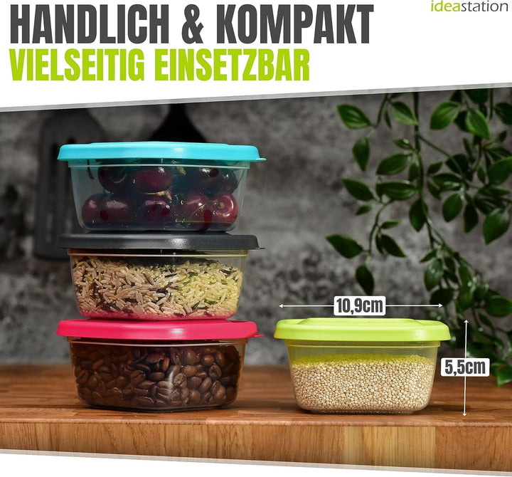 Gefrierdosen 300ml mit Deckel 12 Stück - bunt - stapelbare Dosen mit Deckel - kleine Frischhaltedose