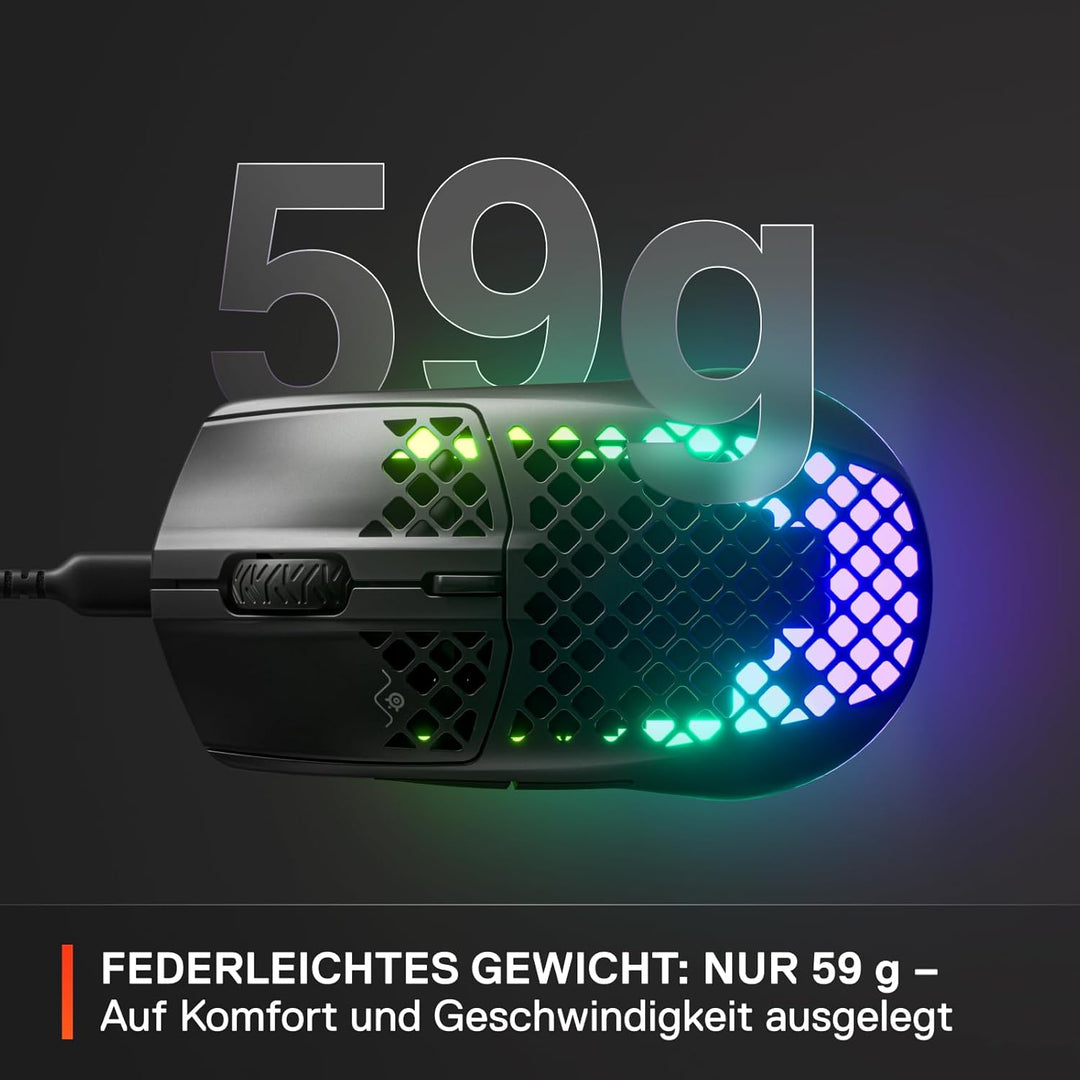 SteelSeries Aerox 3 - Superleichte Gaming-Maus - Optischer TrueMove Core Sensor mit 8.500 CPI - Ultr