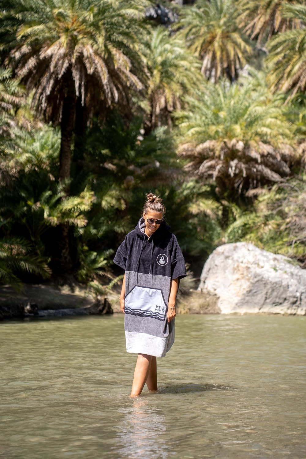 WAVE HAWAII Bade-Poncho Damen & Herren, Grösse S, 145-175cm, 100% Baumwolle Surf-Poncho für Erwachse