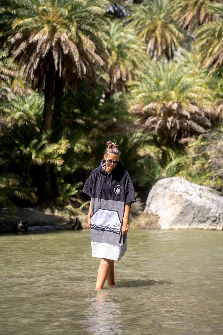 WAVE HAWAII Bade-Poncho Damen & Herren, Grösse S, 145-175cm, 100% Baumwolle Surf-Poncho für Erwachse