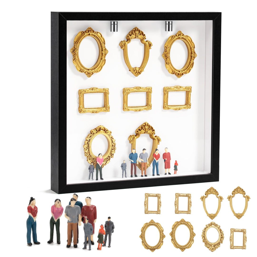 DIY Mini-Museum-Silhouette-Box, Personalisierte Familienfoto-Schattenbox-Rahmen mit 8 Goldenen Mini-