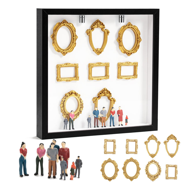 DIY Mini-Museum-Silhouette-Box, Personalisierte Familienfoto-Schattenbox-Rahmen mit 8 Goldenen Mini-