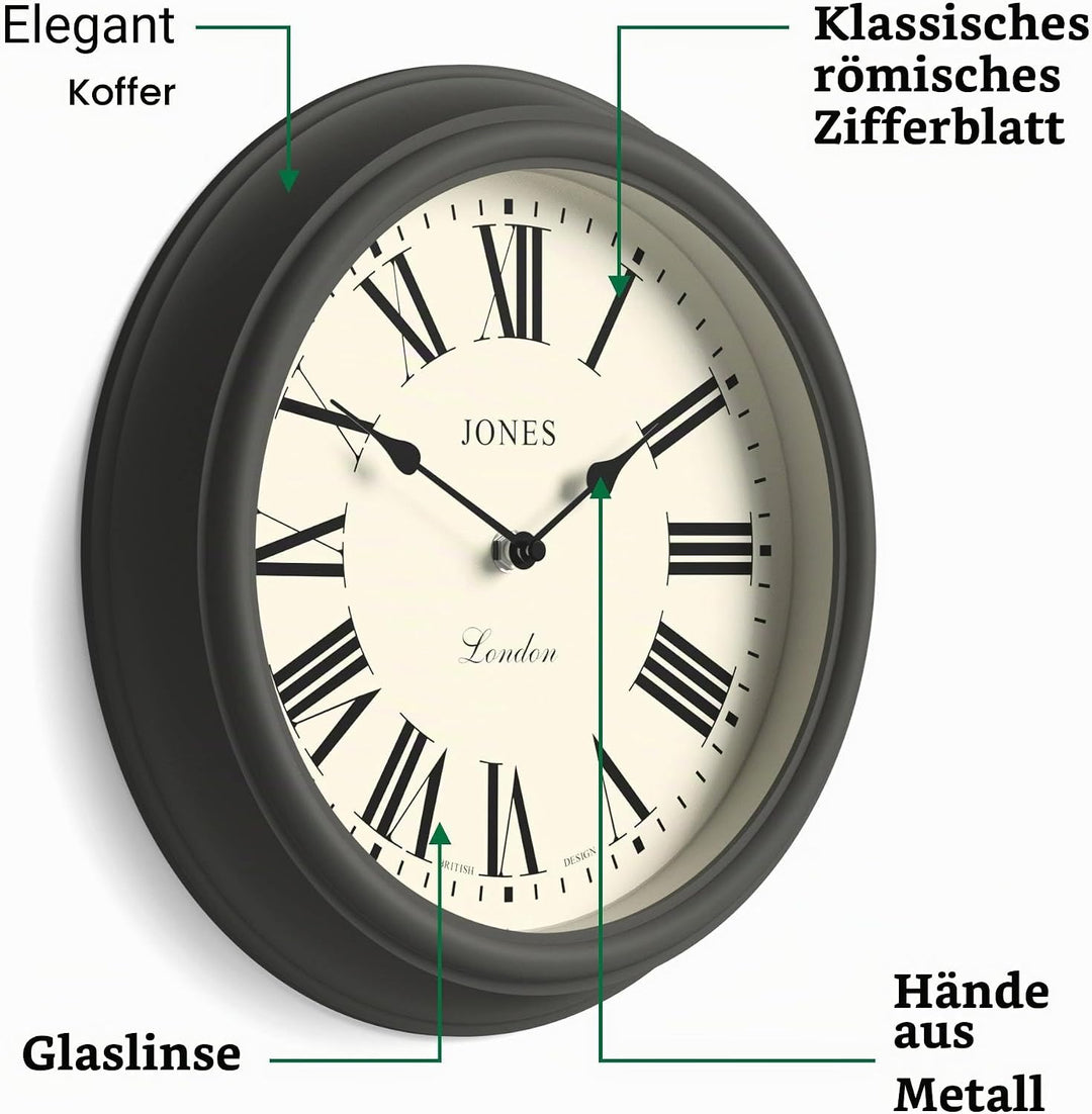 JONES CLOCKS® Venetian Wanduhr – Runde Wanduhr – Klassisches traditionelles Design – Designer-Wanduh