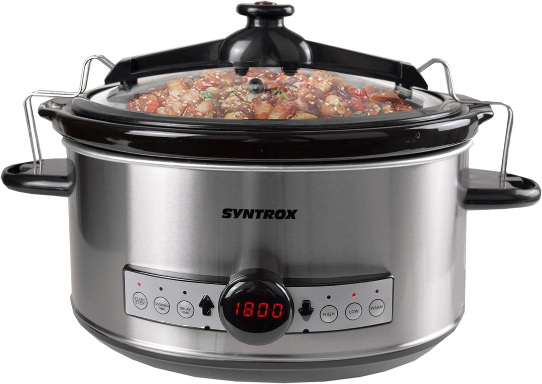 Syntrox 6,5 l Slow Cooker | Schmortopf | Schongarer | Multikocher Stosax, Keramikinnentopf, Warmhalt