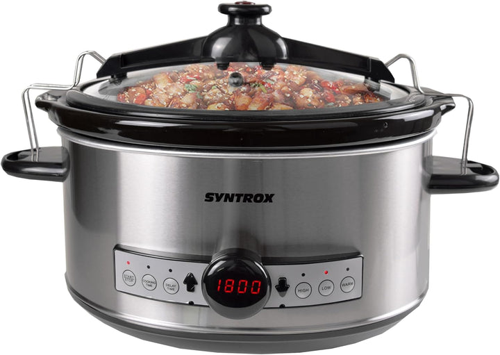 Syntrox 6,5 l Slow Cooker | Schmortopf | Schongarer | Multikocher Stosax, Keramikinnentopf, Warmhalt