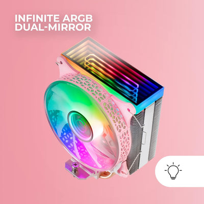 Mars Gaming MCPU-VR Rosa, CPU Kühlkörper, Dual Infinity Mirror ARGB, 4 HCT Heatpipes, 180W TDP, Ultr