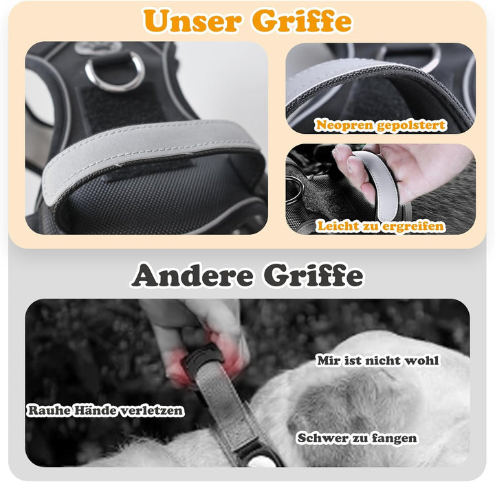 Hundegeschirr Mittelgrosse Hunde – Anti Zug Hundegeschirr Gepolstert, Reflektierend und Verstellbar