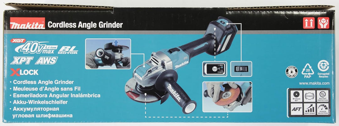 Makita GA041GZ Akku-Winkelschleifer 40V max. (ohne Akku, ohne Ladegerät), Petrol, Schwarz