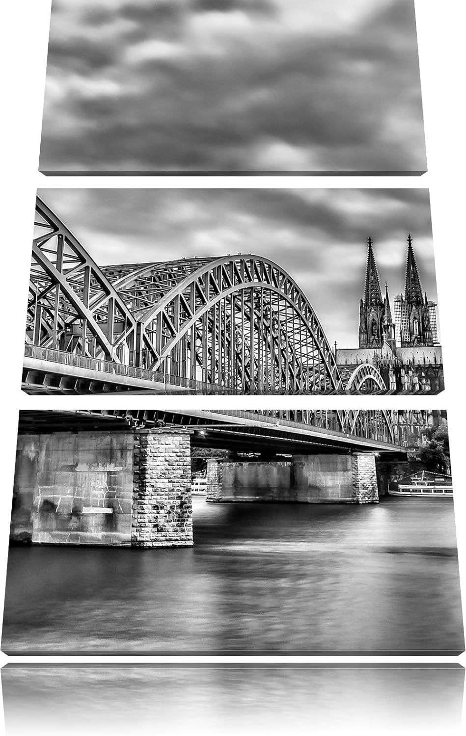 Pixxprint Hohenzollernbrücke in Köln als Leinwandbild/Grösse: 3 Teilig (120x80) cm/Wandbild/Kunstdru