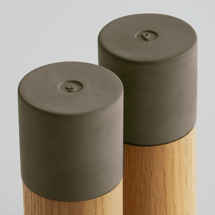 SPRINGLANE Salz & Pfeffermühle 2er Set aus Eichenholz & Beton, Gewürzmühle, Chilimühle, Verstellbare