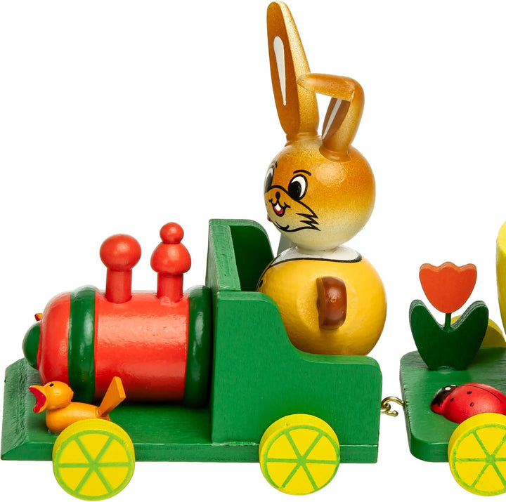 SIKORA OD06 Osterdeko Eierbecher Zug aus Holz | Handbemalte Deko Lokomotive für Ostern | Länge ca. 2
