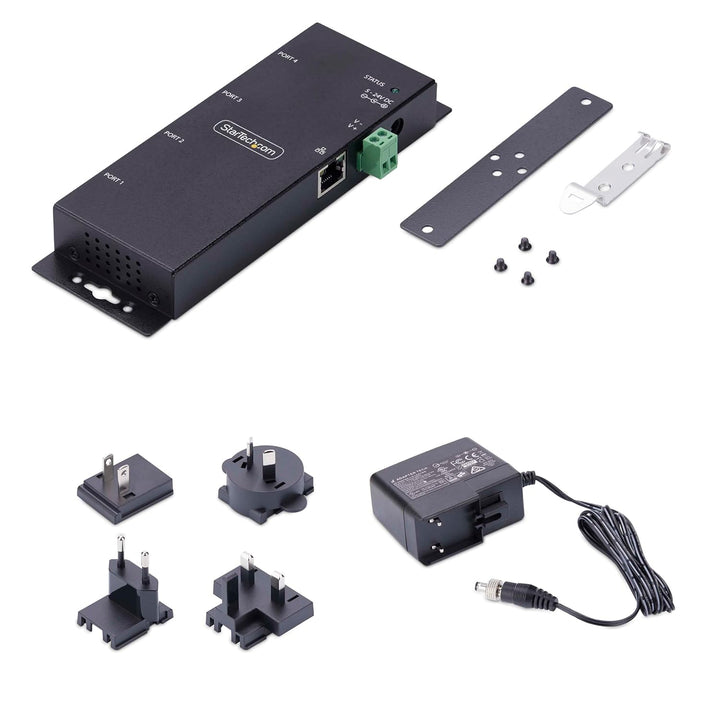 StarTech.com 4-Port Seriell auf Ethernet Adapter, Serial TCP IP Server, Wand/DIN Montage, RS232 Ethe