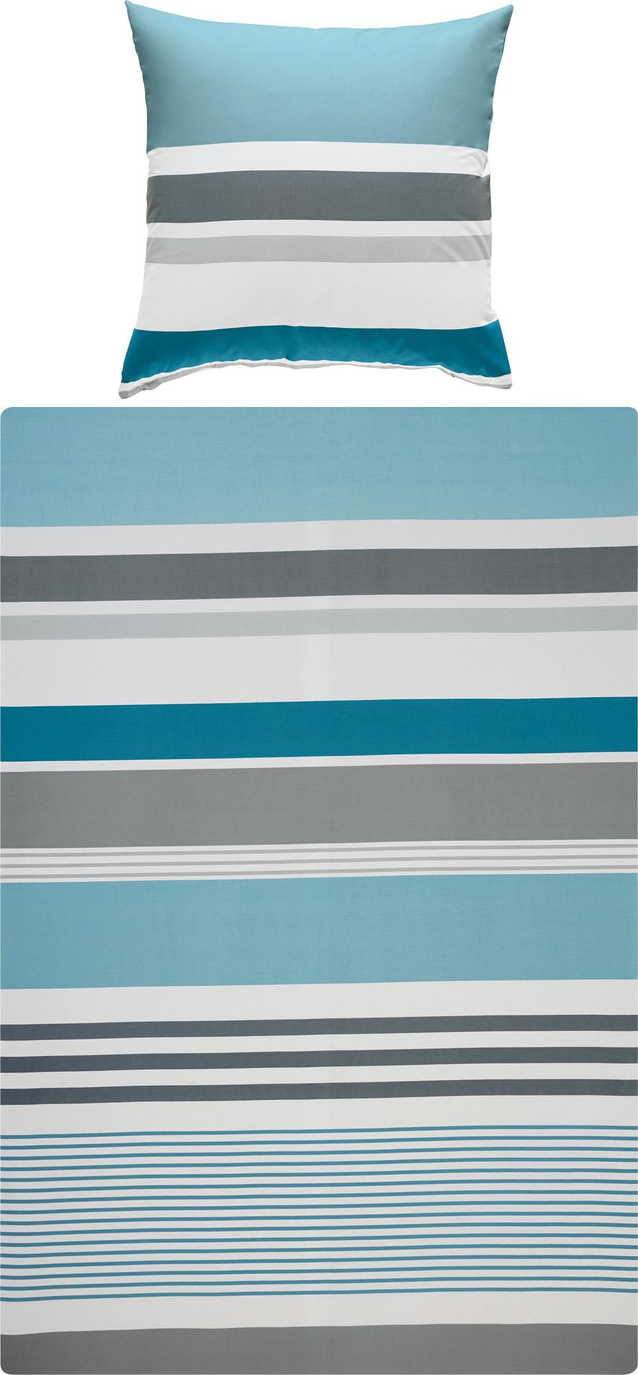 REDBEST Bettwäsche, Bettgarnitur Renforcé Petrol blau hellblau grau Silber Grösse 135x200 cm (80x80