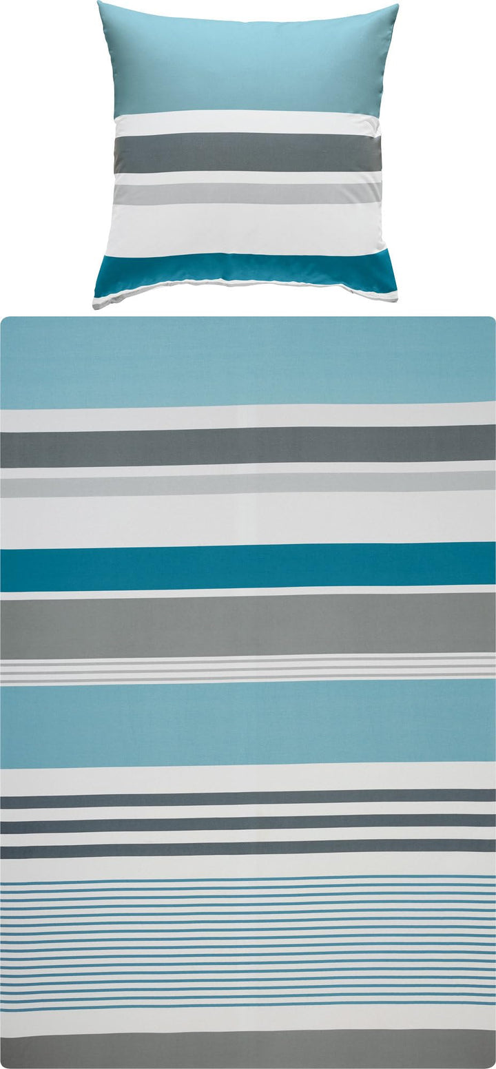 REDBEST Bettwäsche, Bettgarnitur Renforcé Petrol blau hellblau grau Silber Grösse 135x200 cm (80x80