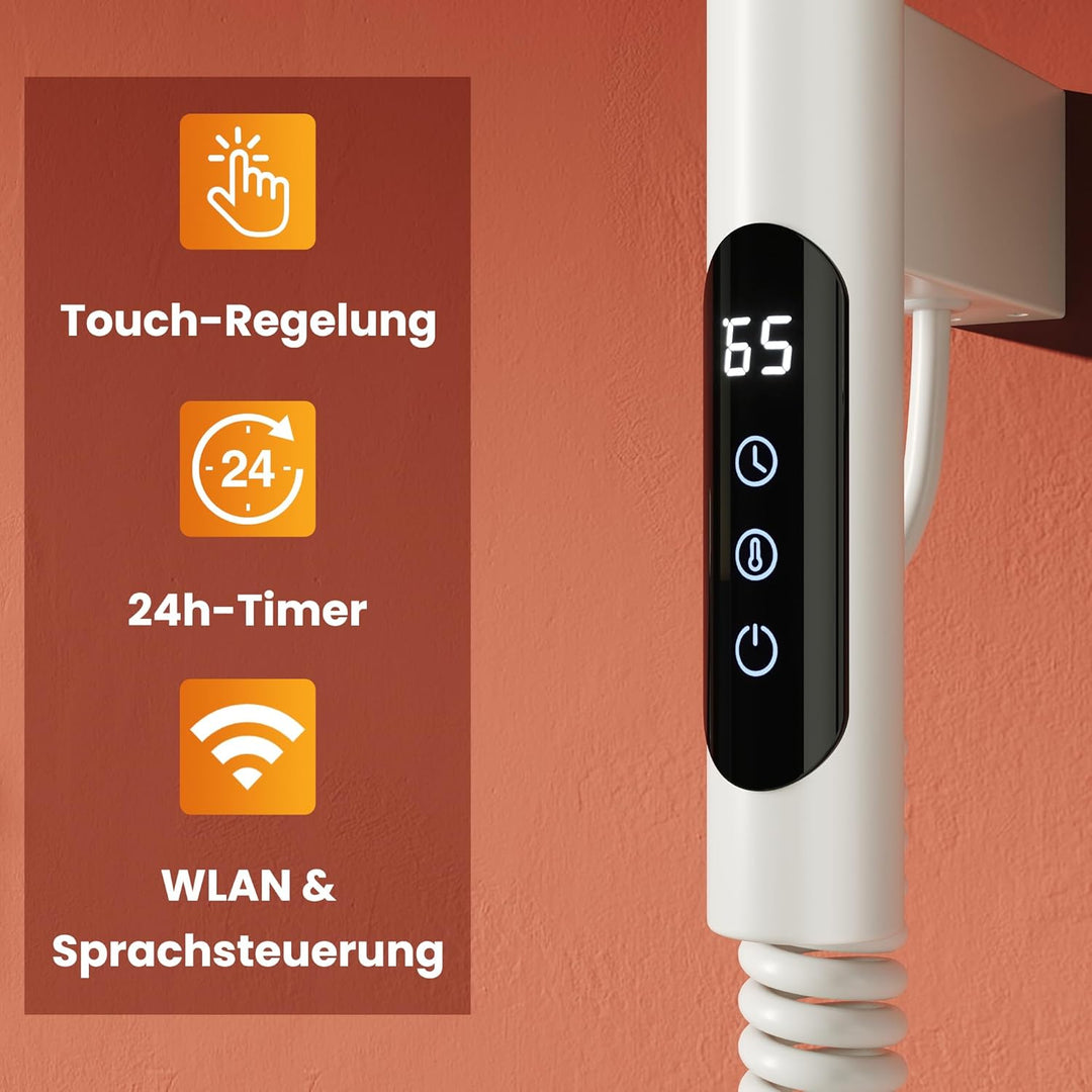 SONNI Elektrischer Handtuchheizkörper 700x450mm, 180° Schwenkbar, 120W Carbonfaser Handtuchwärmer mi