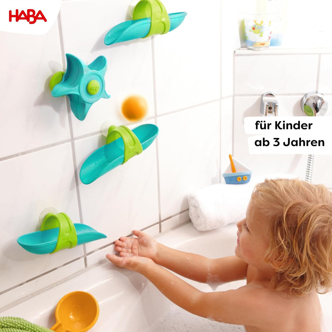 HABA Kugelbahn Badespass-Wasserstrudel – buntes Badewannenspielzeug mit Saugnäpfen, Wasserspielzeug