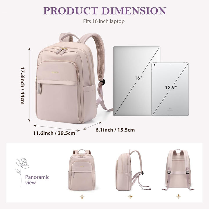 Rucksack Damen für Schule, Laptop Rucksack 16 Zoll, Gross Schultasche Arbeitstasche Lehrertasche Bac
