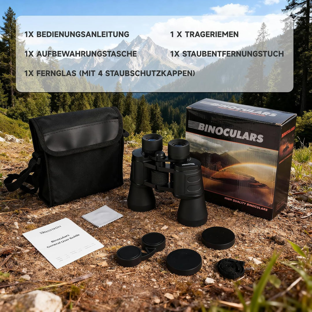 BOSTRON 10x50 kompaktes Porro Fernglas, Doppelfernrohr HD BAK4 Prismen Wasserdicht Nebelresistent Ze