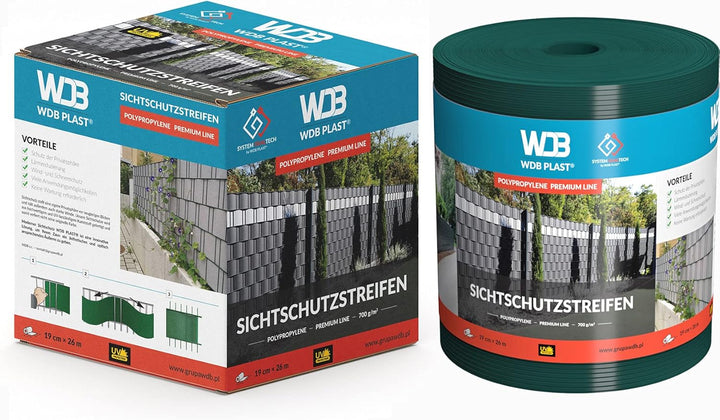 WDB Premium Hart PP Sichtschutzstreifen für Doppelstabmatten - Polypropylen Sichtschutz für Gartenza