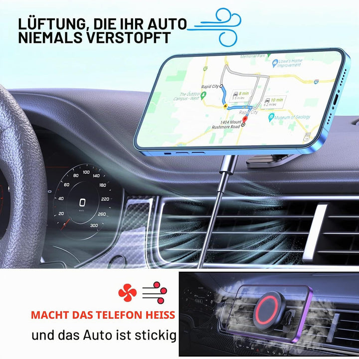 OHLPRO Magsafe Autohalterung mit Ladefunktion, 15W Schnellladegerät Magnetische Handyhalterung Auto