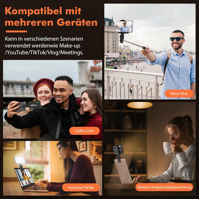 ETENTOUS Selfie Licht mit Clip, 72 LED Videolicht Dimmbare 3000K-9900K, Eingebauten Rechargeable Akk