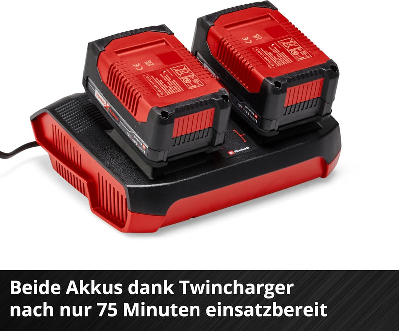 Original Einhell Starter Kit 2x 4,0 Ah Akkus und Twincharger Power X-Change (Li-Ion, 18 V, 75 min La