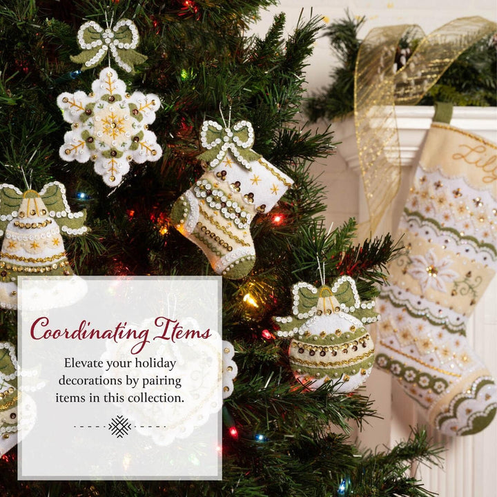 Bucilla Holiday Glitzer-Set mit 6 Filzapplikationen, ideal für DIY-Kunst und Handwerk, 89637E