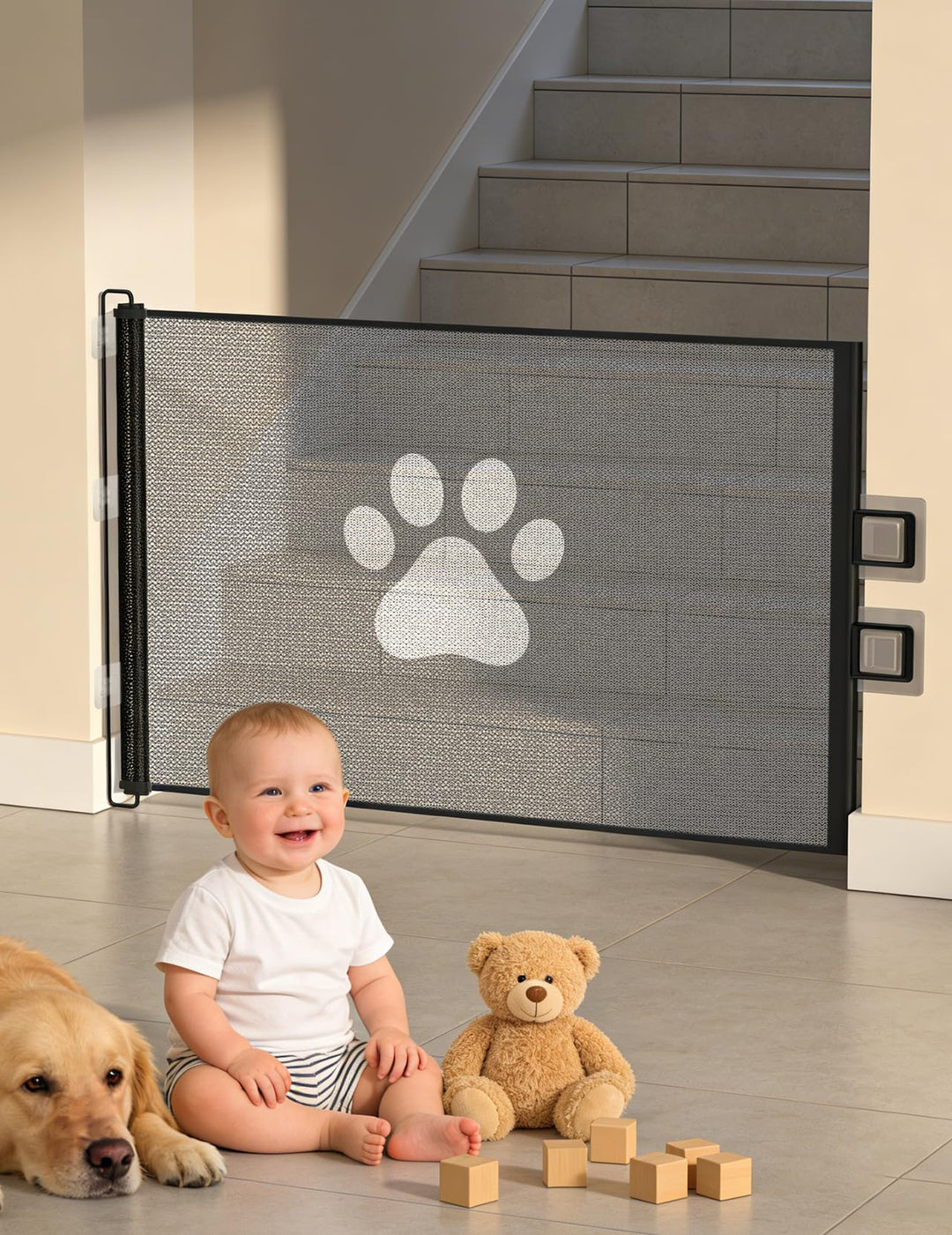 Treppenschutzgitter Ausziehbar für Babys, 0-130cm Treppenschutzgitter Türschutzgitter Ausziehbar Gee