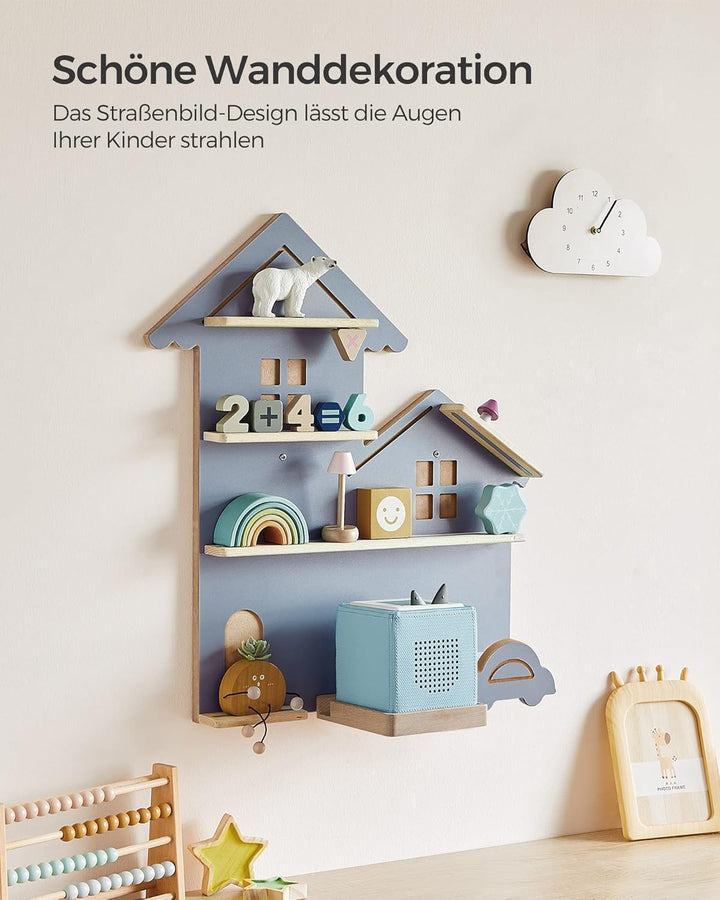 SONGMICS Regal für Toniebox, Wandregal für 35 Figuren, Kinderregal, einfache Montage, Kinderzimmer,