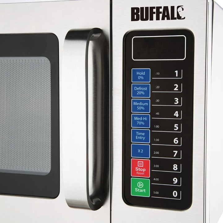 Buffalo 1000 W programmierbare kommerzielle Mikrowelle 25 Liter, Edelstahl, 5 Leistungsstufen, inklu