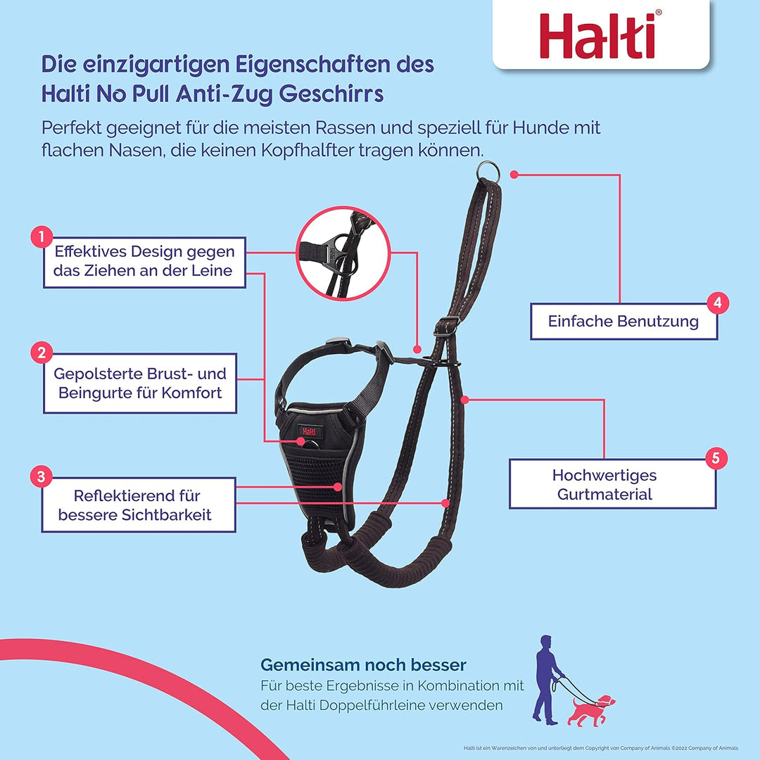 HALTI No Pull Anti-Zug Geschirr, Grösse Mittel - Verhindert, dass Ihr Hund an der Leine zieht, Gepol