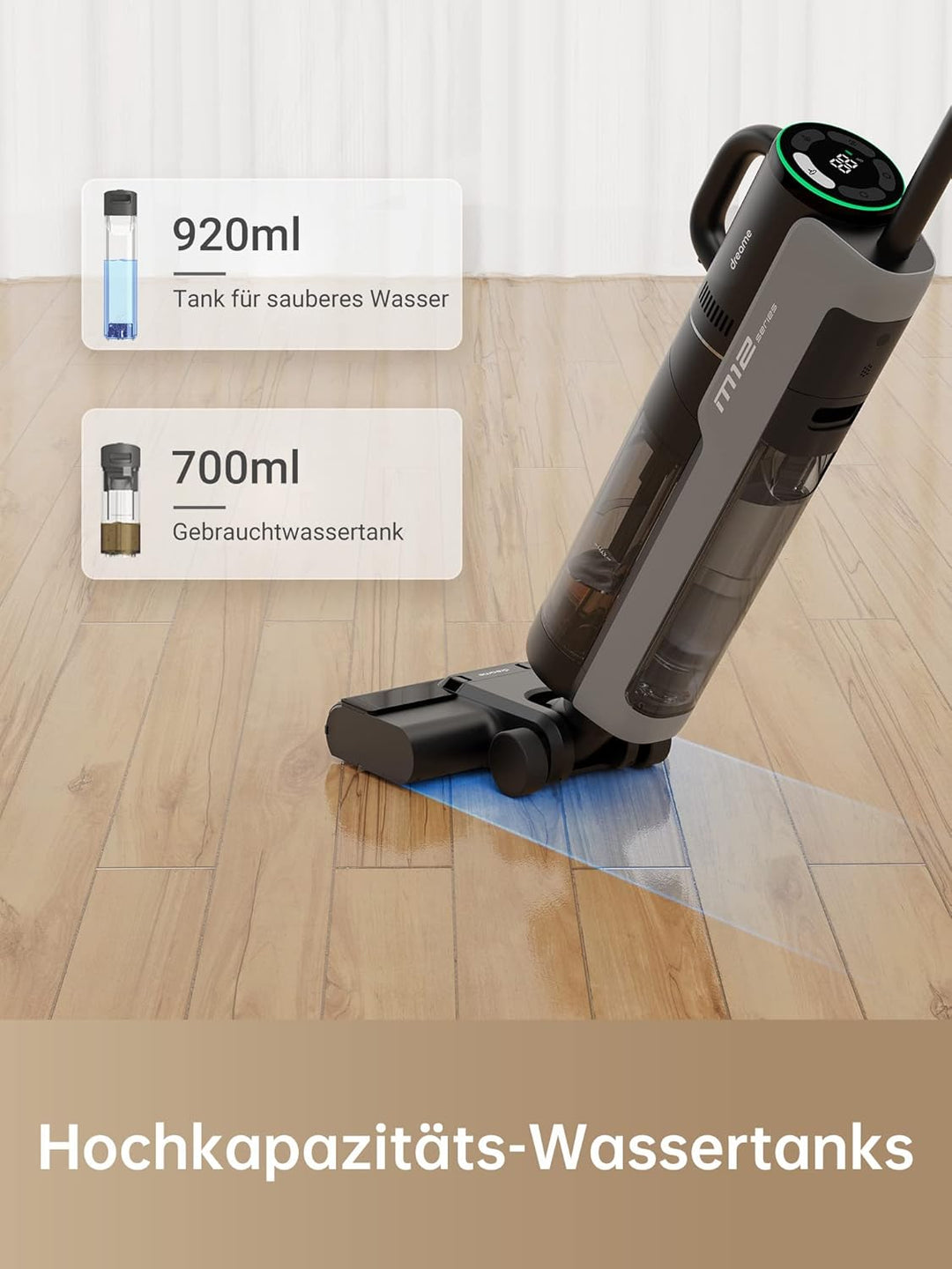 dreame M12 Smart Nass-Trocken-Staubsauger, Kabelloser All in One Nass Trockensauger Kabellos Harthol