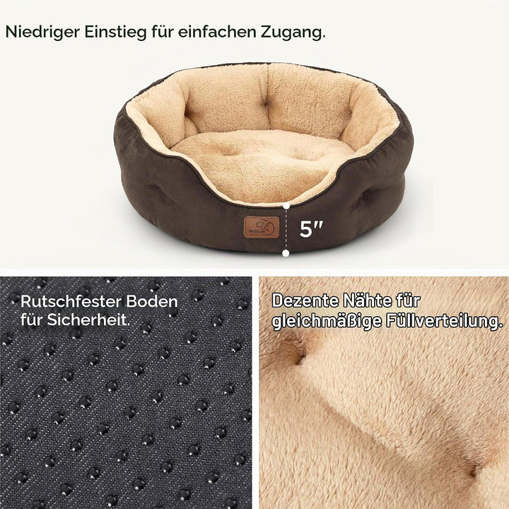 BEDSURE Katzenbett waschbar Katzen Bettchen - 63x53x20cm Katzenbett mit zweiseitig Innenkissen Katze