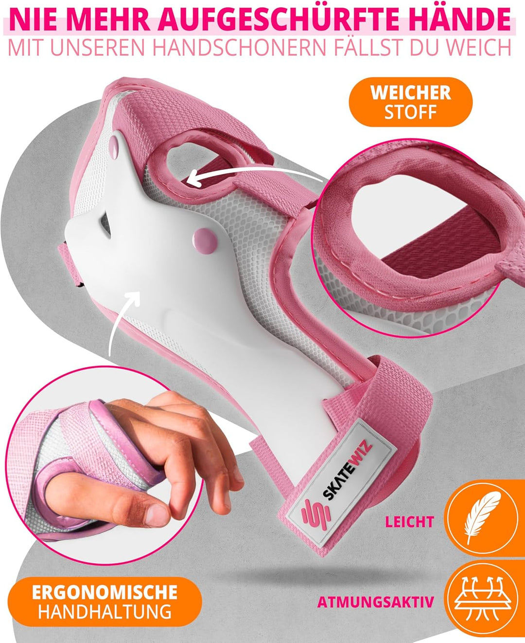 SKATEWIZ Skate Protektoren Schoner Inliner Kinder und Erwachsene - Knieschützer Kinder Set [6pc] SMA