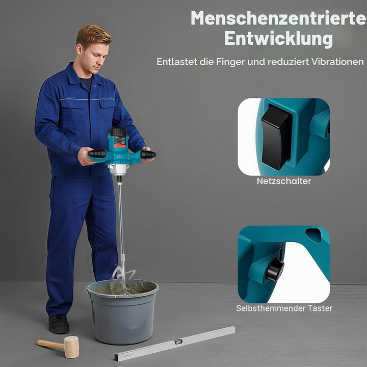 Farb-Mörtelrührer &amp; Betonmischer 2100W Elektrisch - Handrührwerk mit 6 Geschwindigkeitsstufen, 800 U