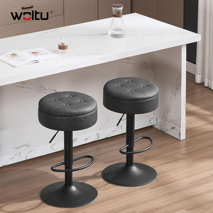WOLTU Barhocker 2er Set, Sitzhocker mit Stauraum, Hocker höhenverstellbar 360° drehbar, Drehhocker f