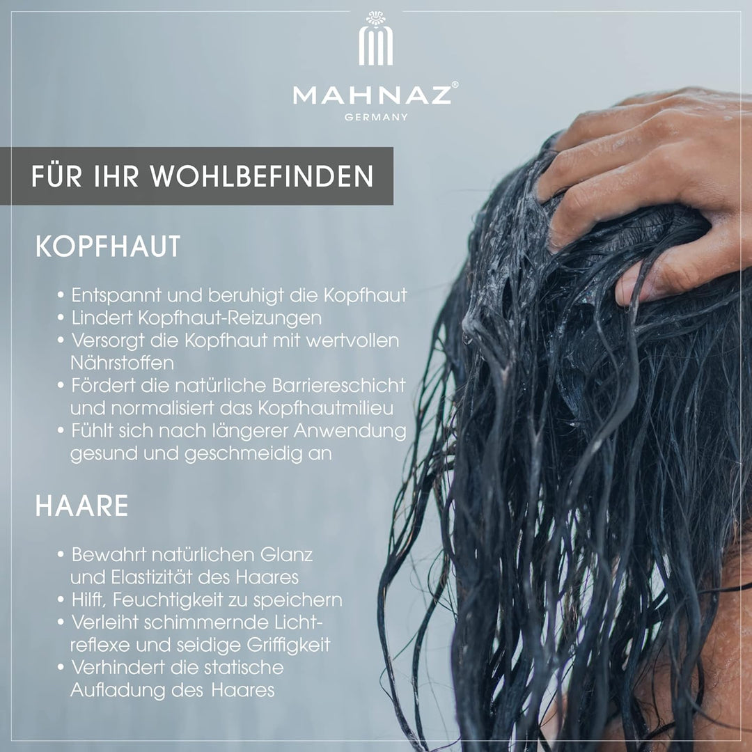 MAHNAZ® Veganes Shampoo für trockene Kopfhaut &amp; trockenes Haar - 200ml - Intensives Feuchtigkeitssha
