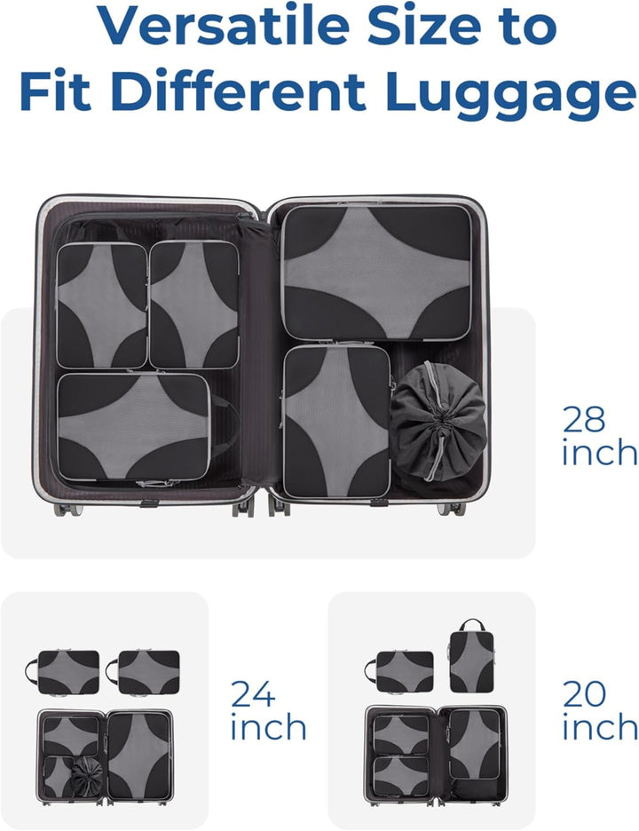 BAGSMART Packing Cubes Compression 6 Stück, Rucksack Koffer Organizer Packtaschen, Reise Kompression